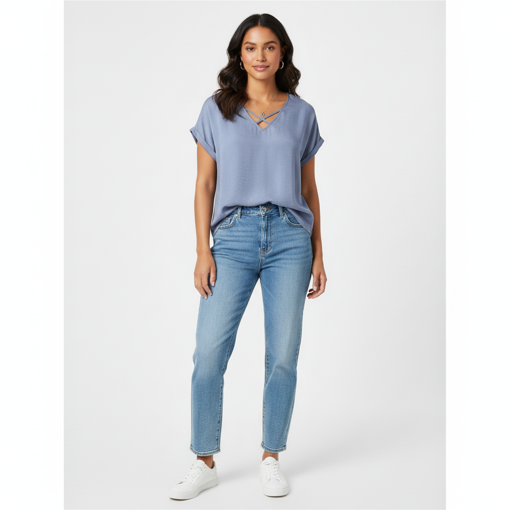 Blusa VNTG Azul Grisáceo