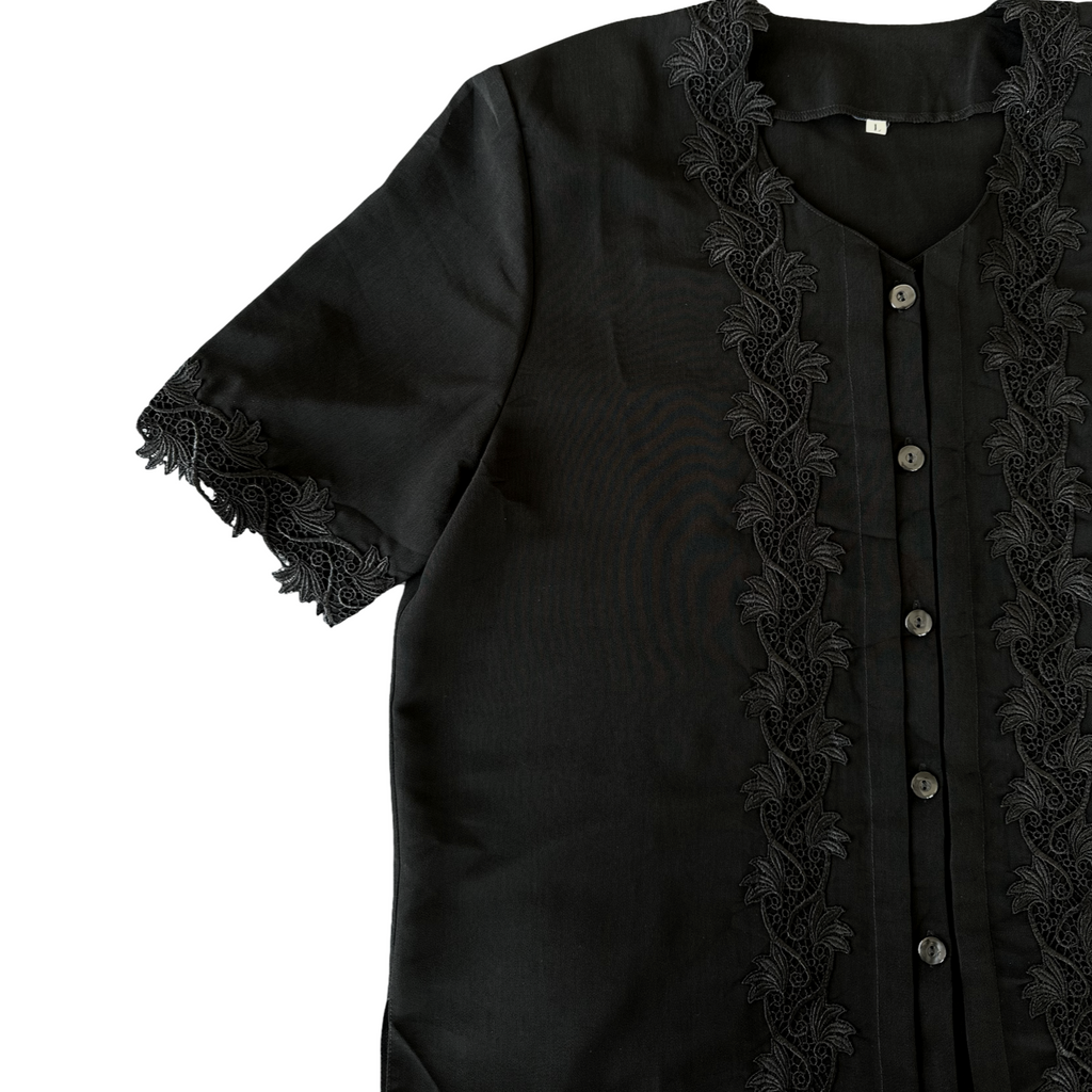 Blusa Retro Negra Encaje