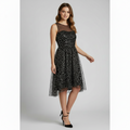 Vestido VNTG Midi Negro Bordado con Tul