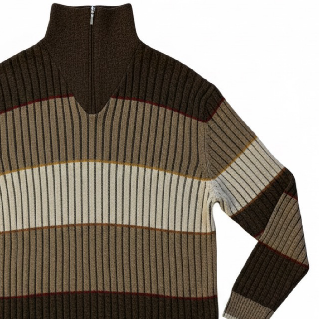 Sweater VNTG rayado con cuello alto y cierre