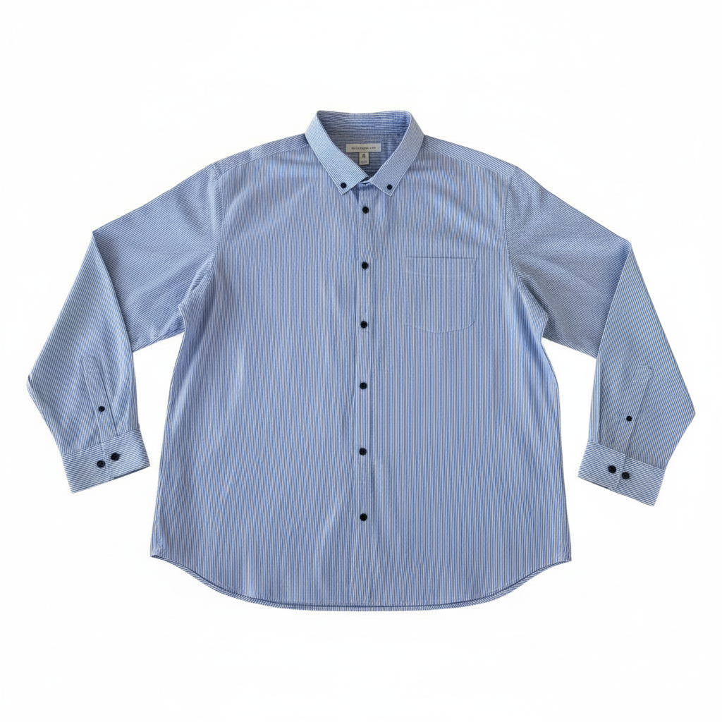 Camisa Clásica Celeste de Rayas Finas