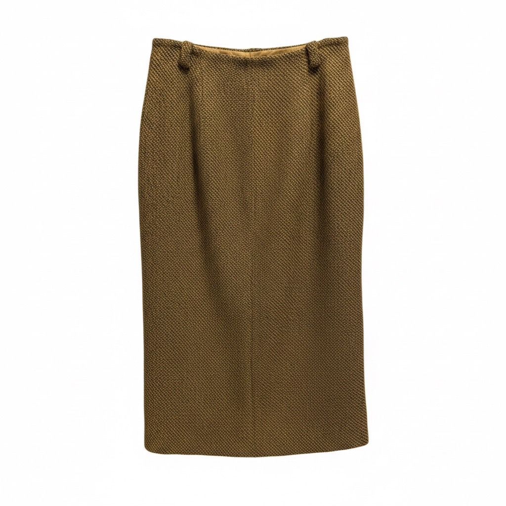Falda Midi VNTG de Lana Café Jaspeada