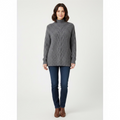 Chaleco de Cuello Alto Trenzado Gris