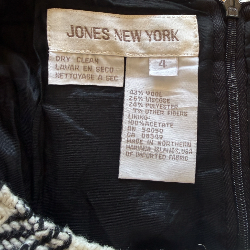 Falda Jones New York Cuadros Blanco & Negro