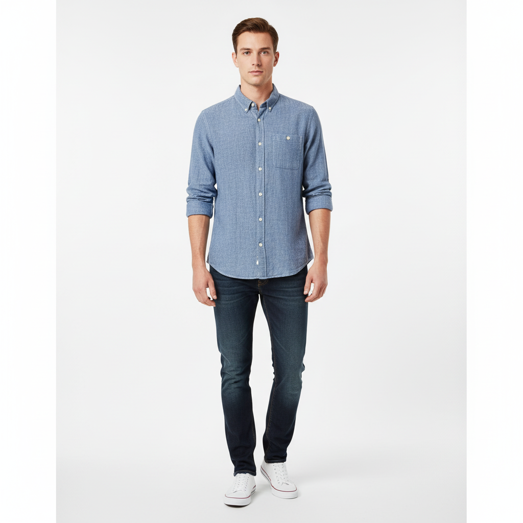 Camisa Hollister de Lino Azul – Manga Larga