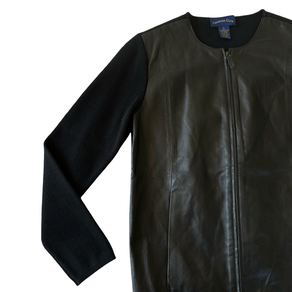 Chaqueta Leather Knit Mix Black