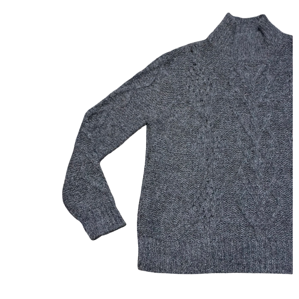 Chaleco de Cuello Alto Trenzado Gris
