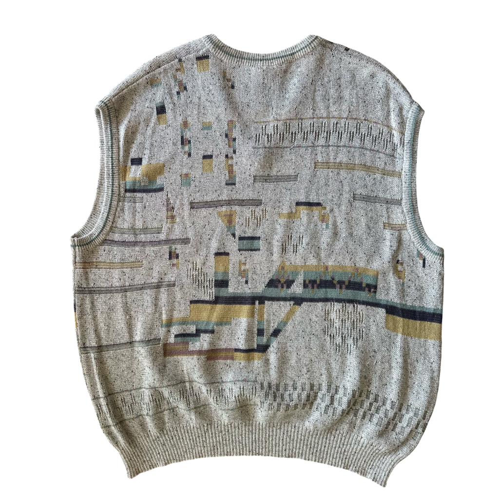Chaleco VNTG beige con diseño abstracto