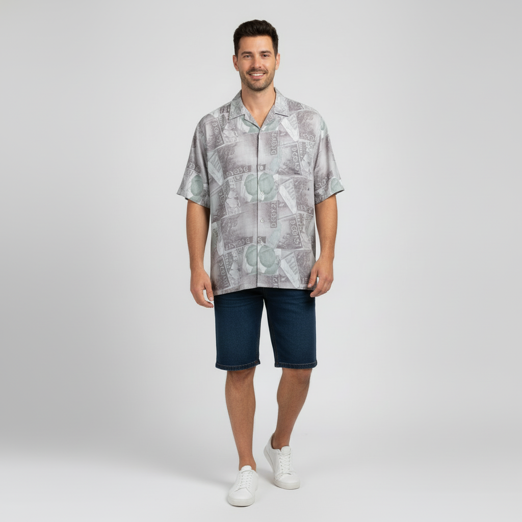Guayabera VNTG Estampada Abstracta