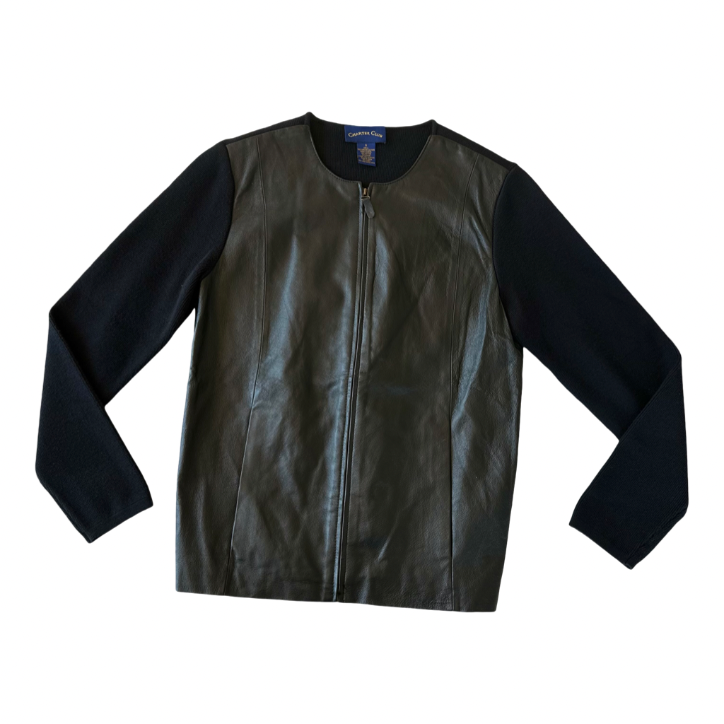 Chaqueta Leather Knit Mix Black