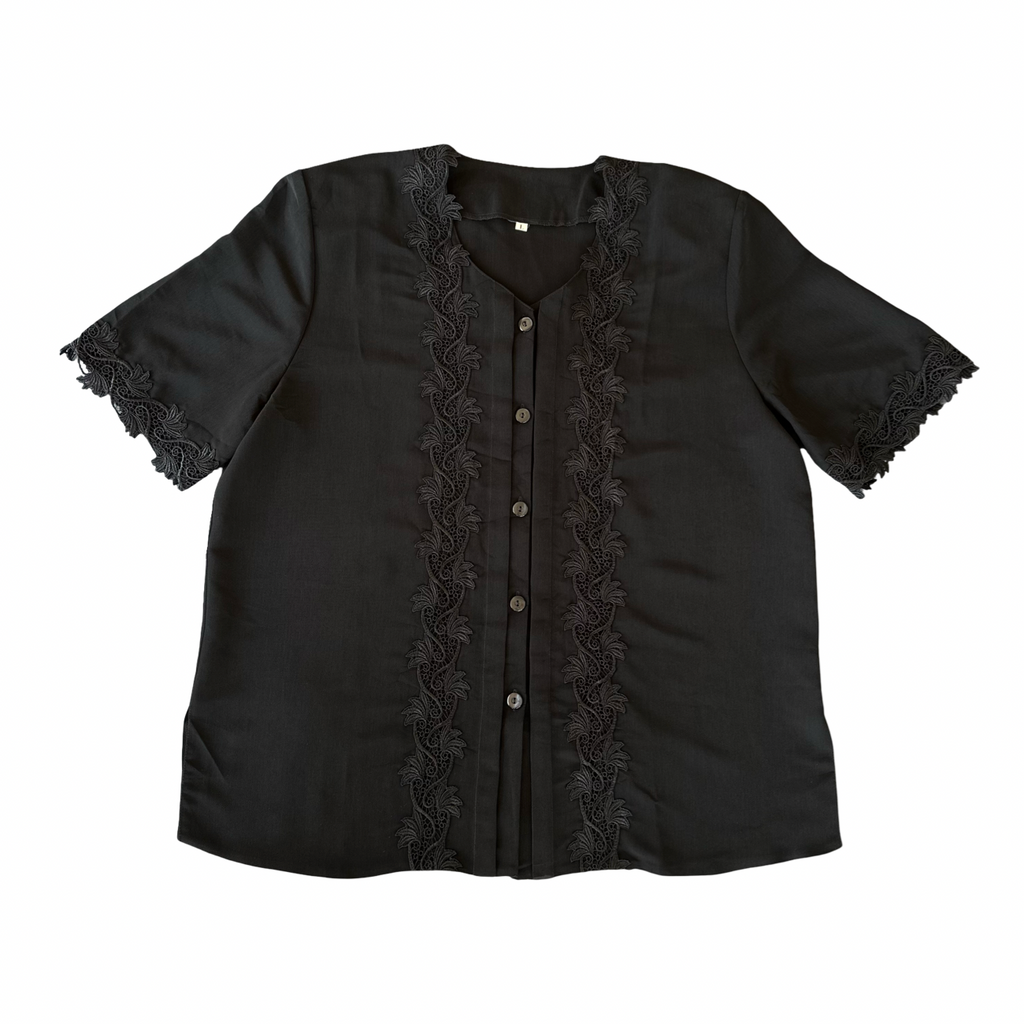 Blusa Retro Negra Encaje