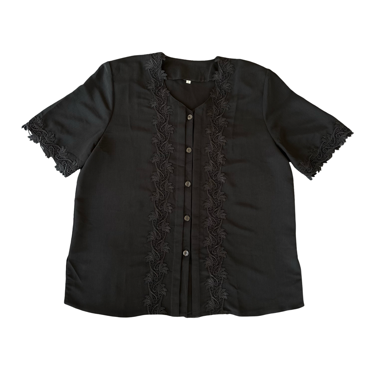 Blusa Retro Negra Encaje