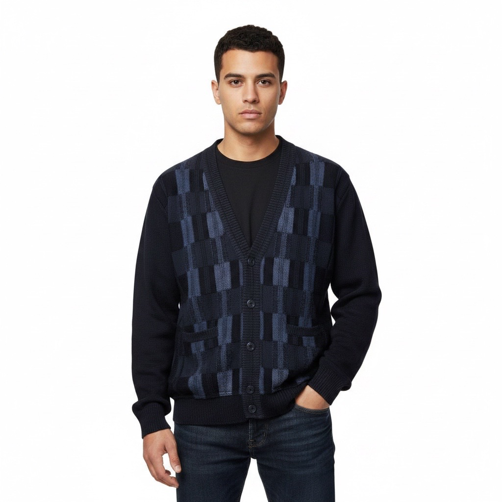 Cardigan de Lana con Diseño Geométrico