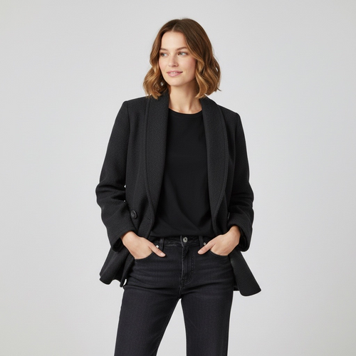 Abrigo Angelo Litruci Negro de Lana