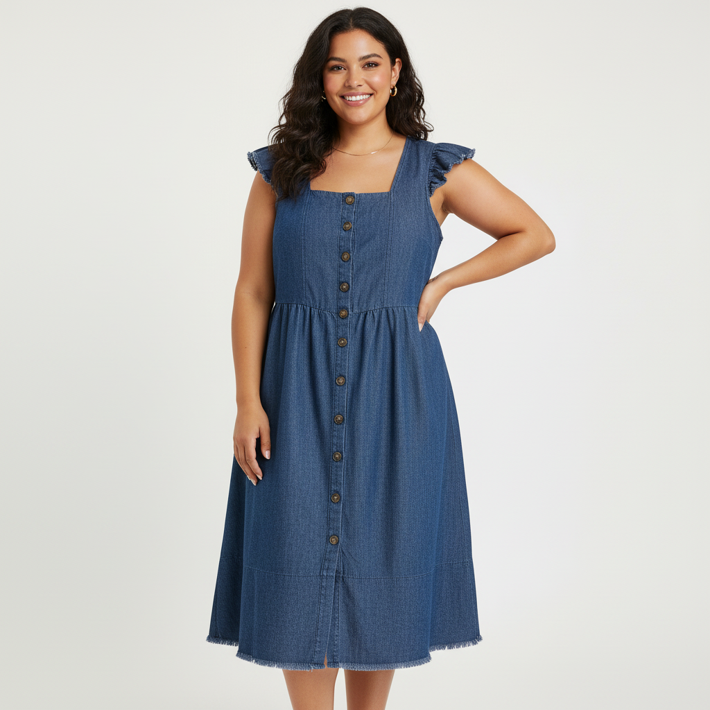 Vestido Denim VNTG con Botones Frontales