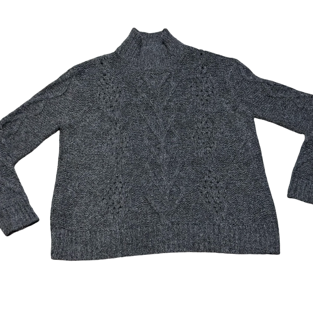 Chaleco de Cuello Alto Trenzado Gris