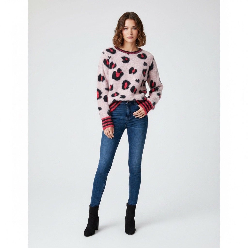 Sweater Animal Print Rosa