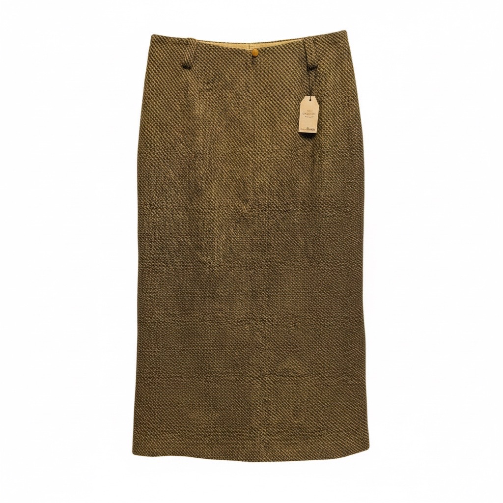 Falda Midi VNTG de Lana Café Jaspeada
