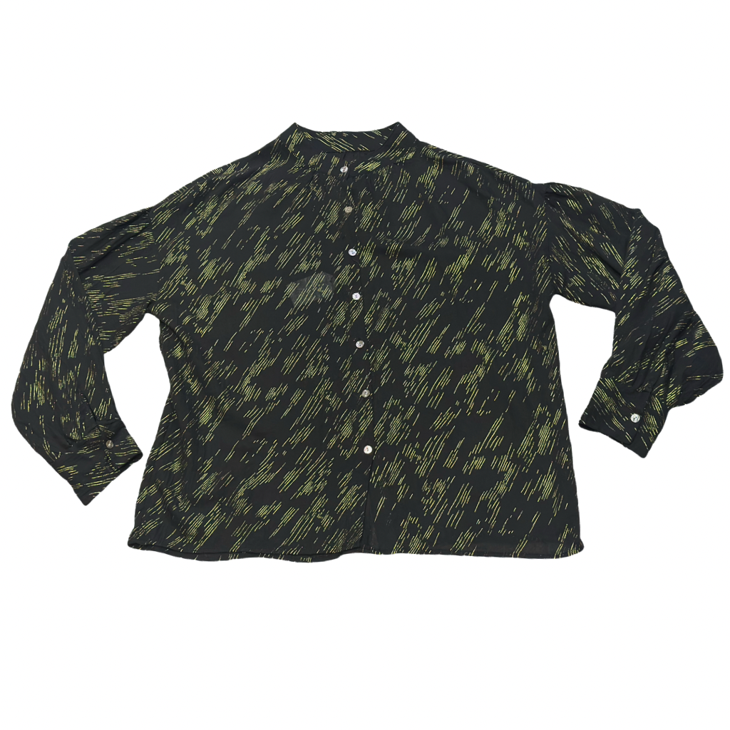 Blusa VNTG Negra con Estampado Dorado