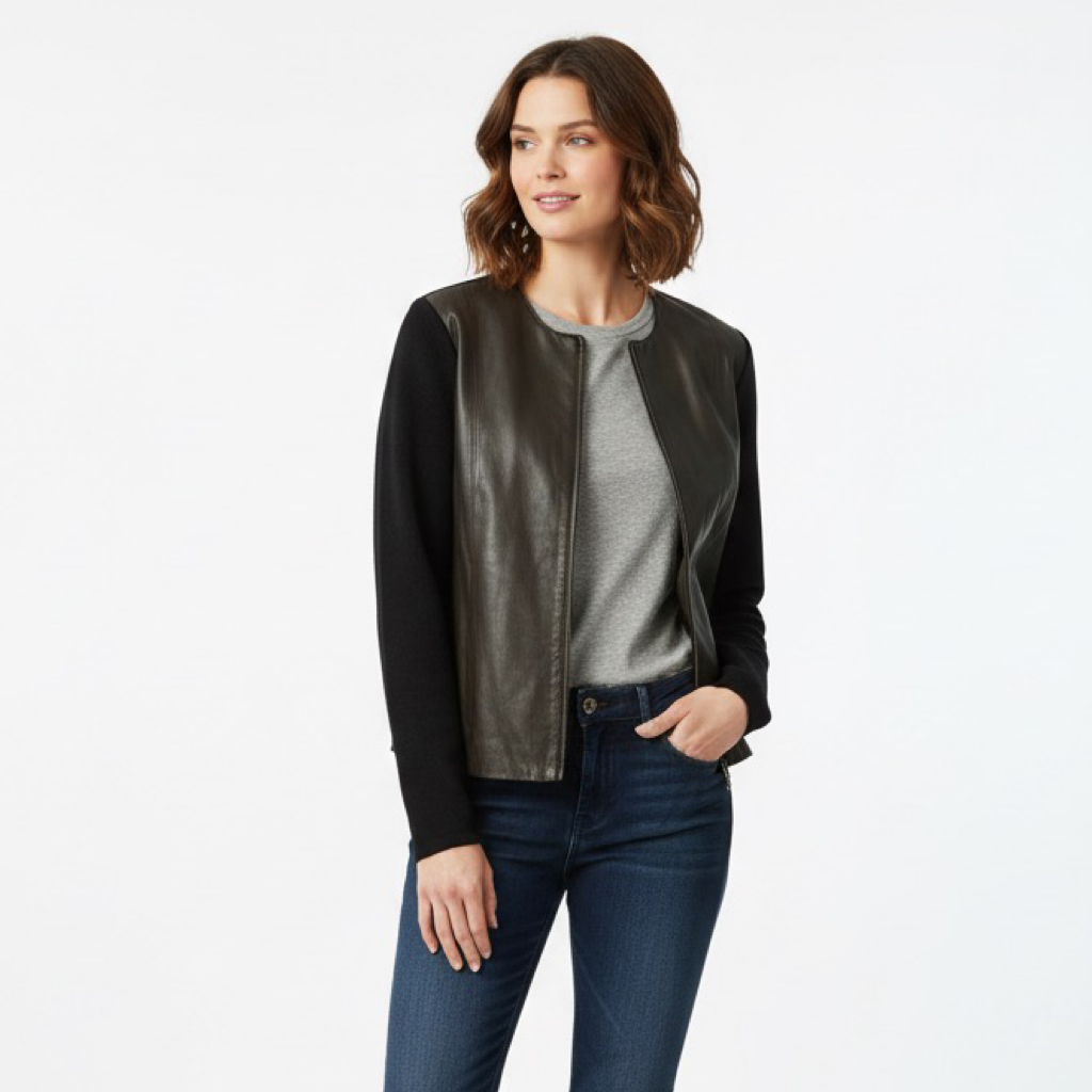 Chaqueta Leather Knit Mix Black