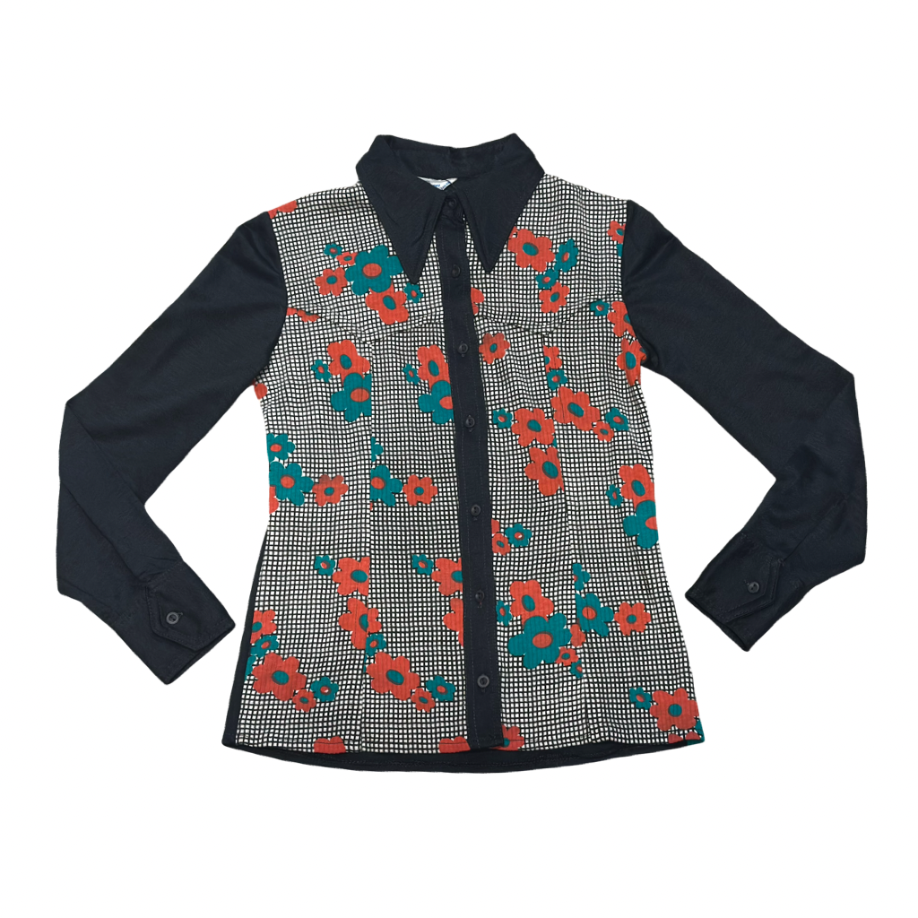 Blusa VNTG Floral con Cuadros