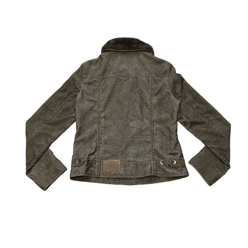 Chaqueta de Cotelé con Cuello Peludo