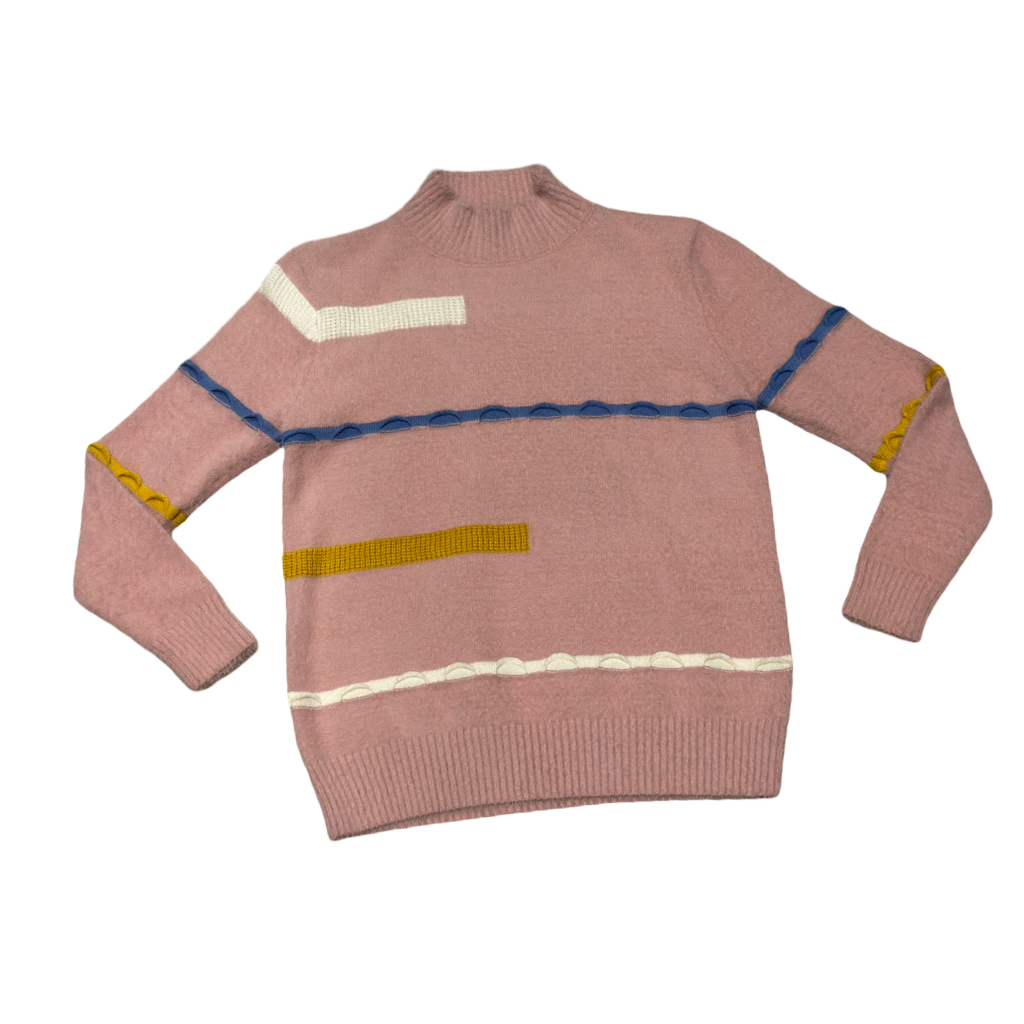 Sweater Rosa con Detalles de Colores