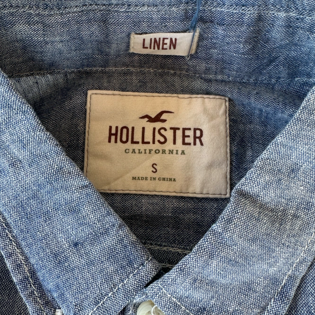 Camisa Hollister de Lino Azul – Manga Larga