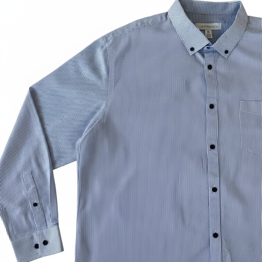 Camisa Clásica Celeste de Rayas Finas